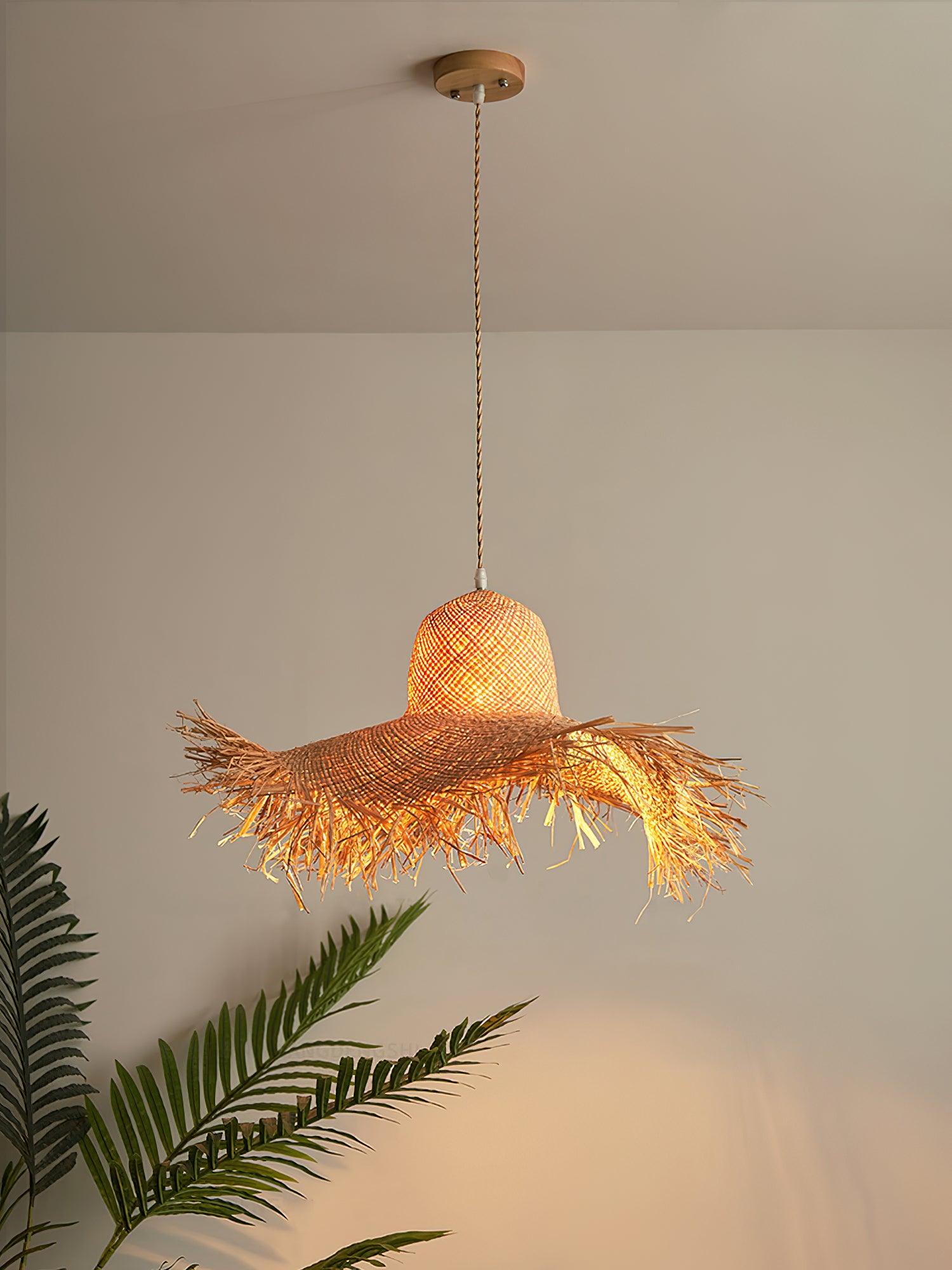 Rattan Straw Hat Pendant Light - Image 7