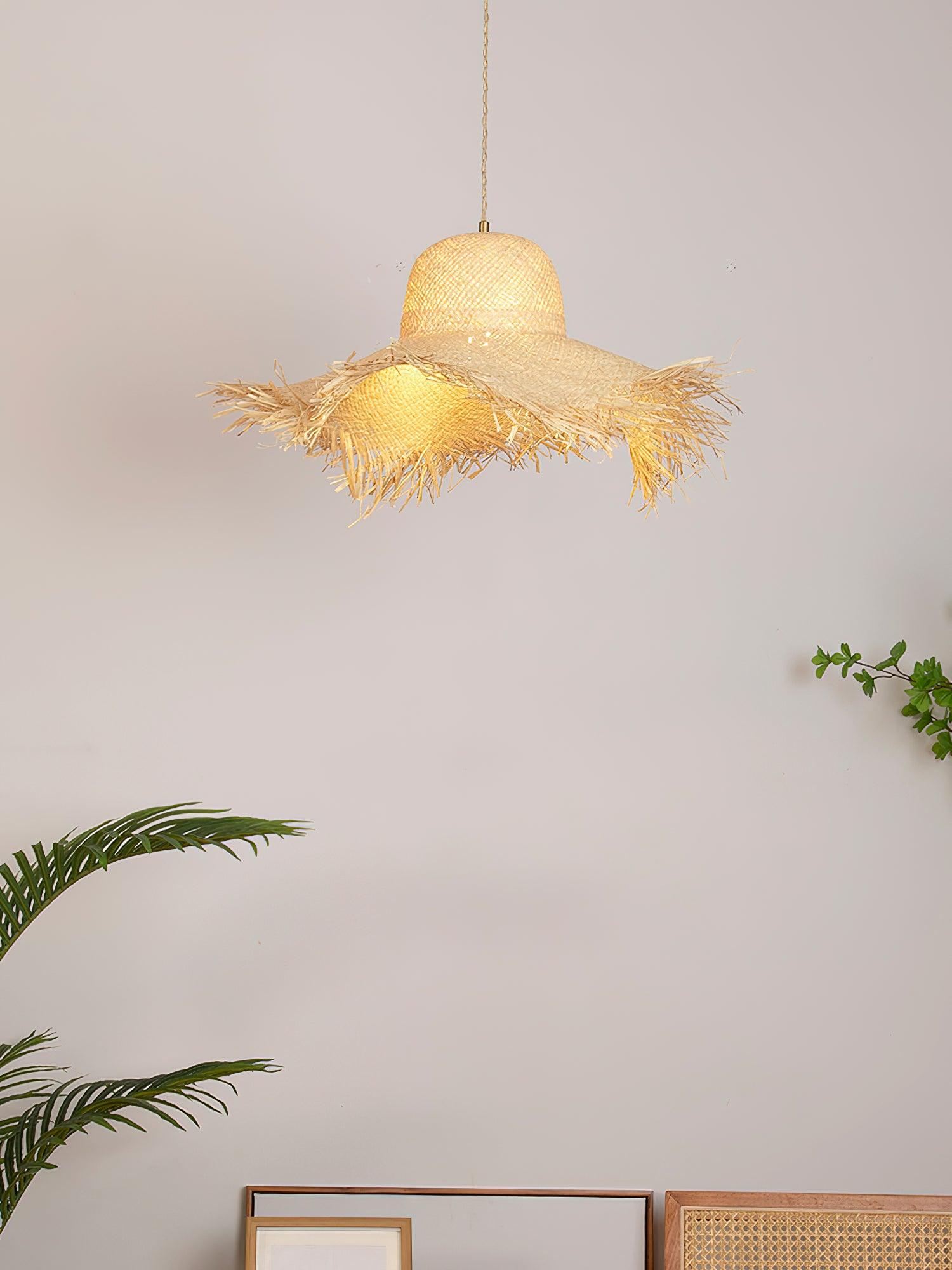 Rattan Straw Hat Pendant Light - Image 9