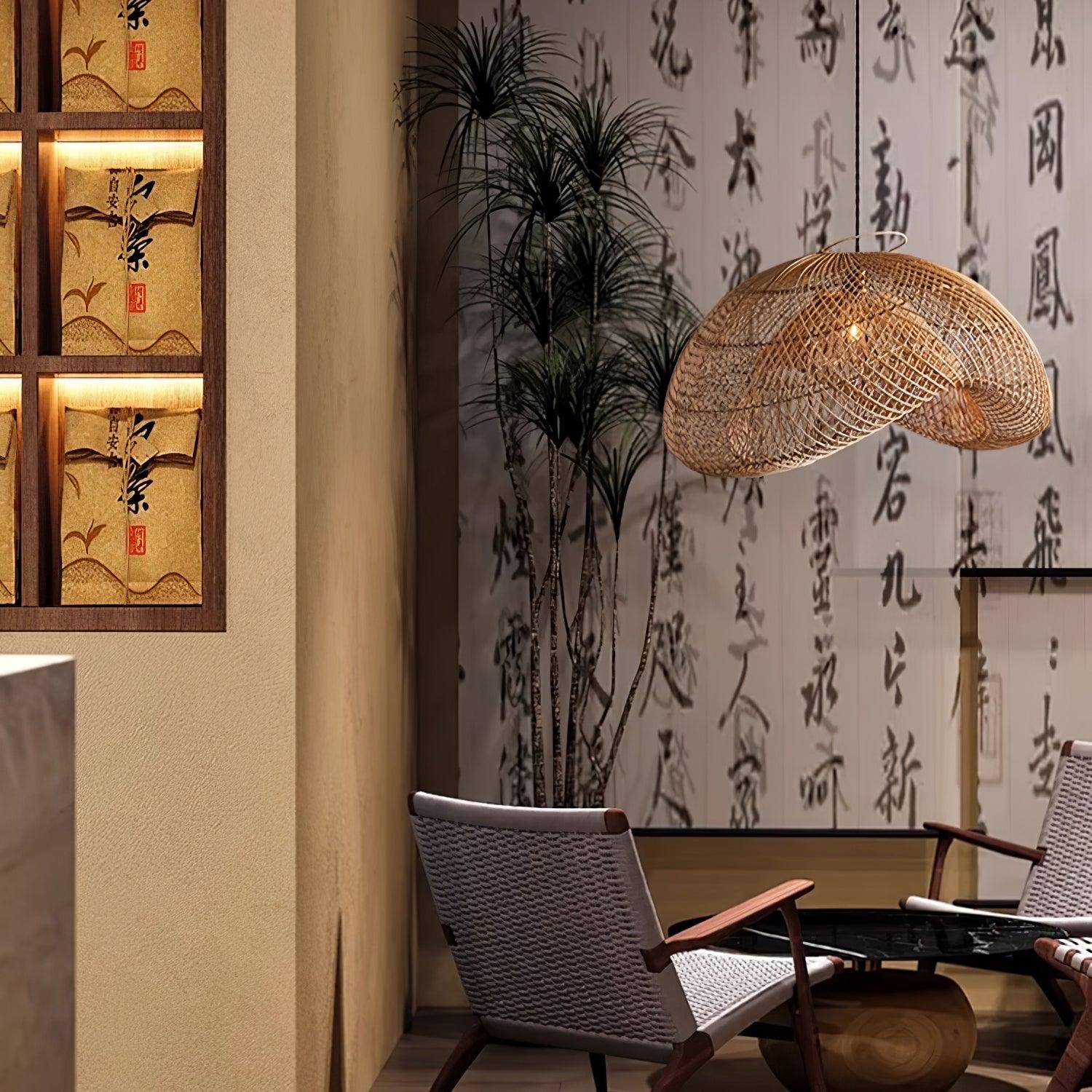 Rattan Wave Pendant Light - Image 14
