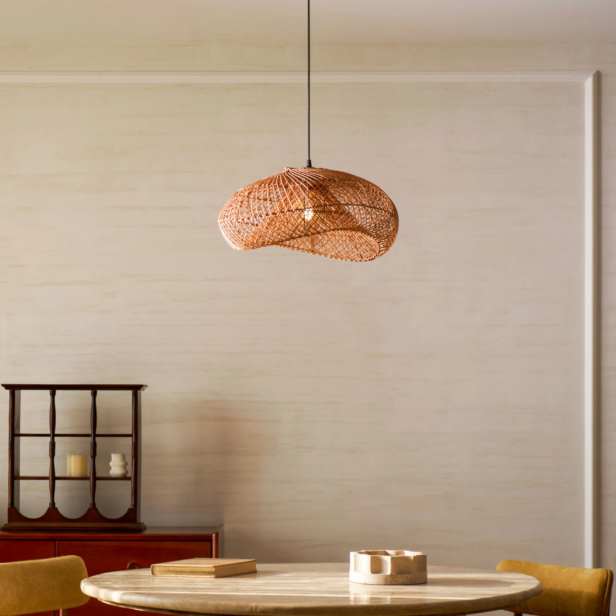 Rattan Wave Pendant Light - Image 3