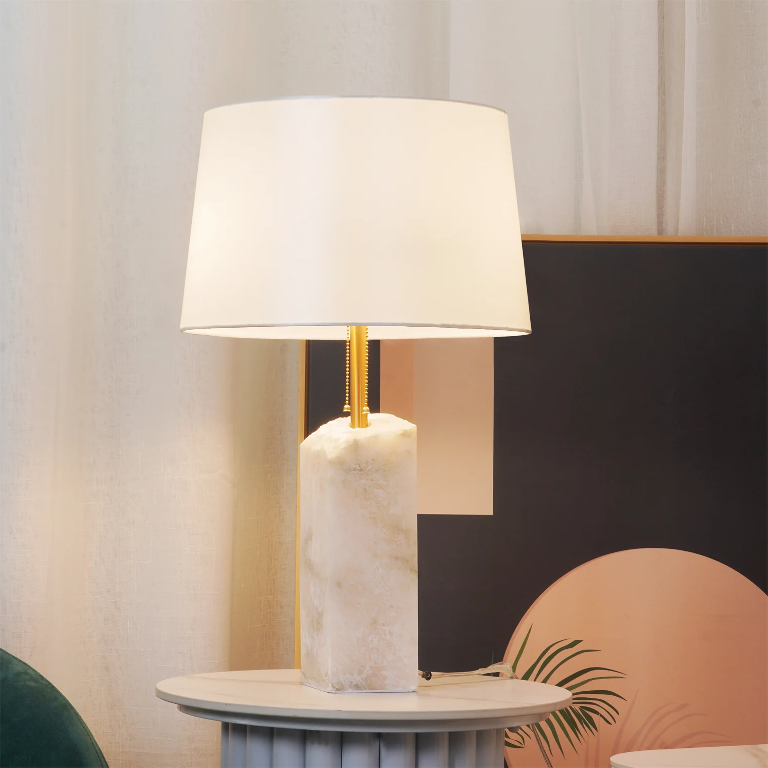 Raw Alabaster Table Lamp - Image 2