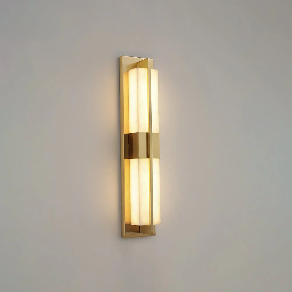 Rectangular Alabaster Brass Wall Sconce - Image 20
