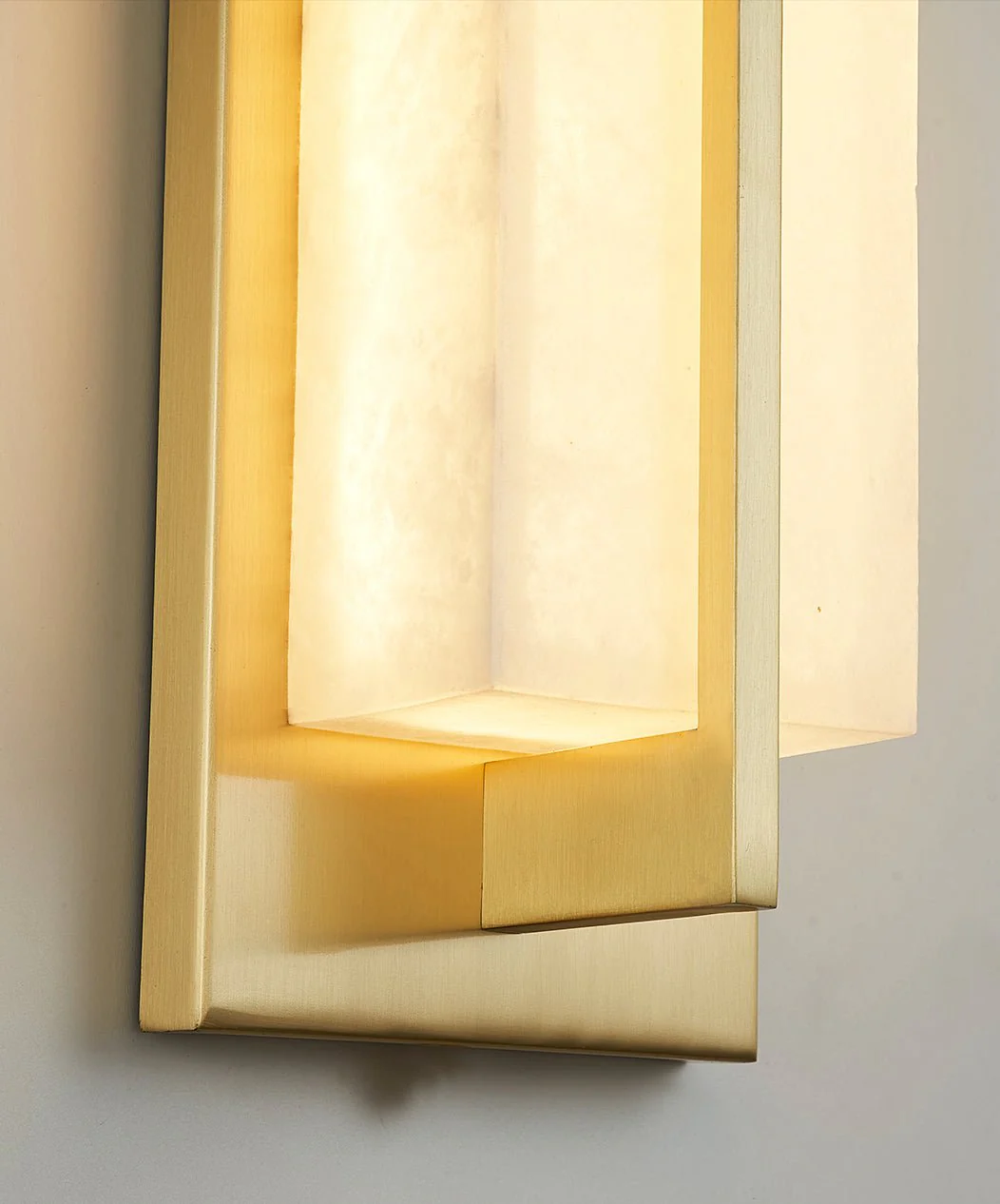 Rectangular Alabaster Brass Wall Sconce - Image 23