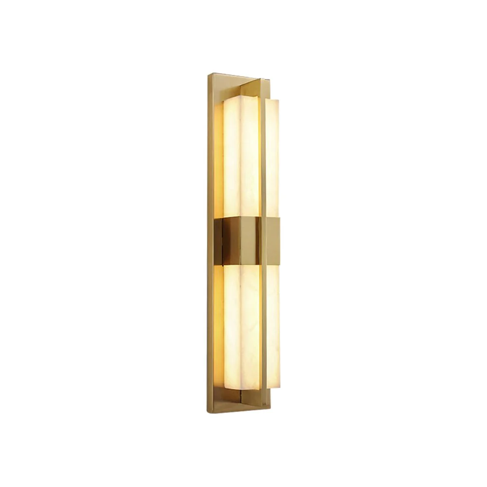Rectangular Alabaster Brass Wall Sconce - Image 25