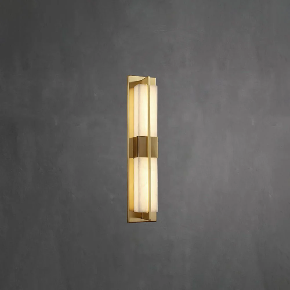 Rectangular Alabaster Brass Wall Sconce - Image 28
