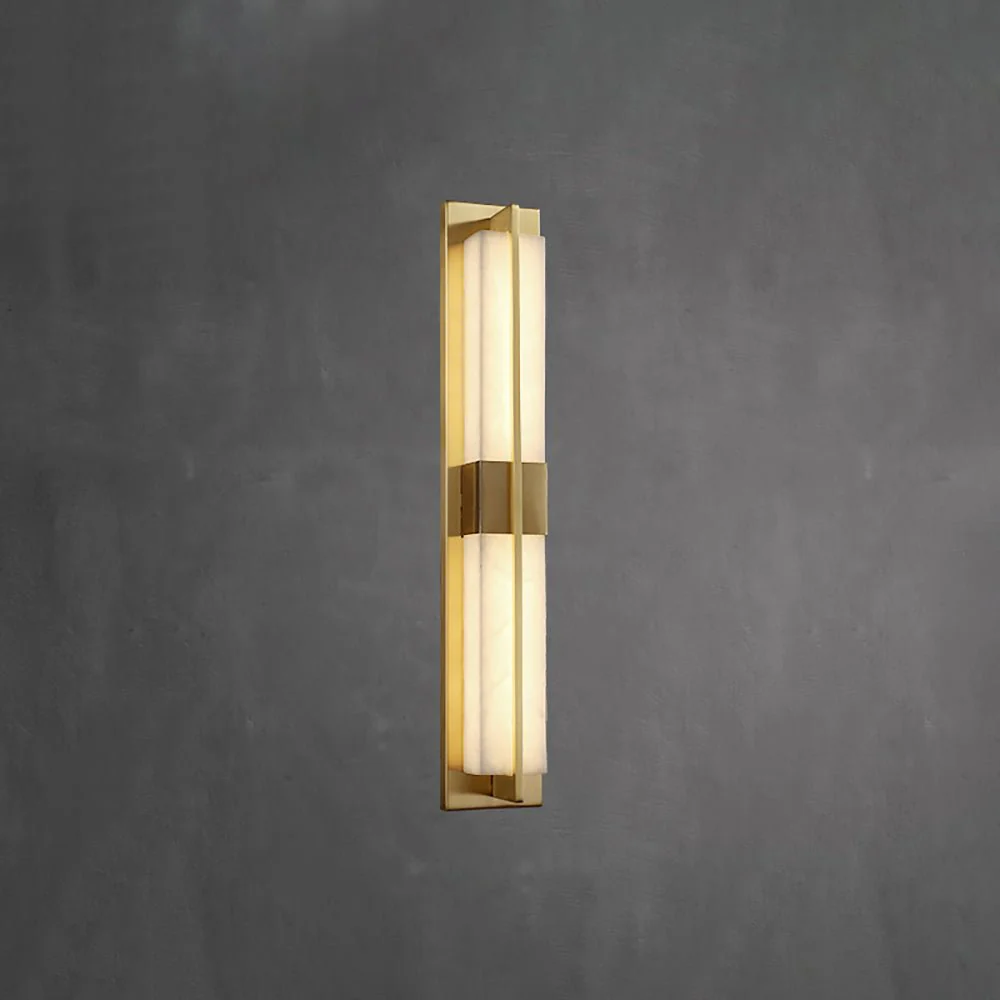 Rectangular Alabaster Brass Wall Sconce - Image 29
