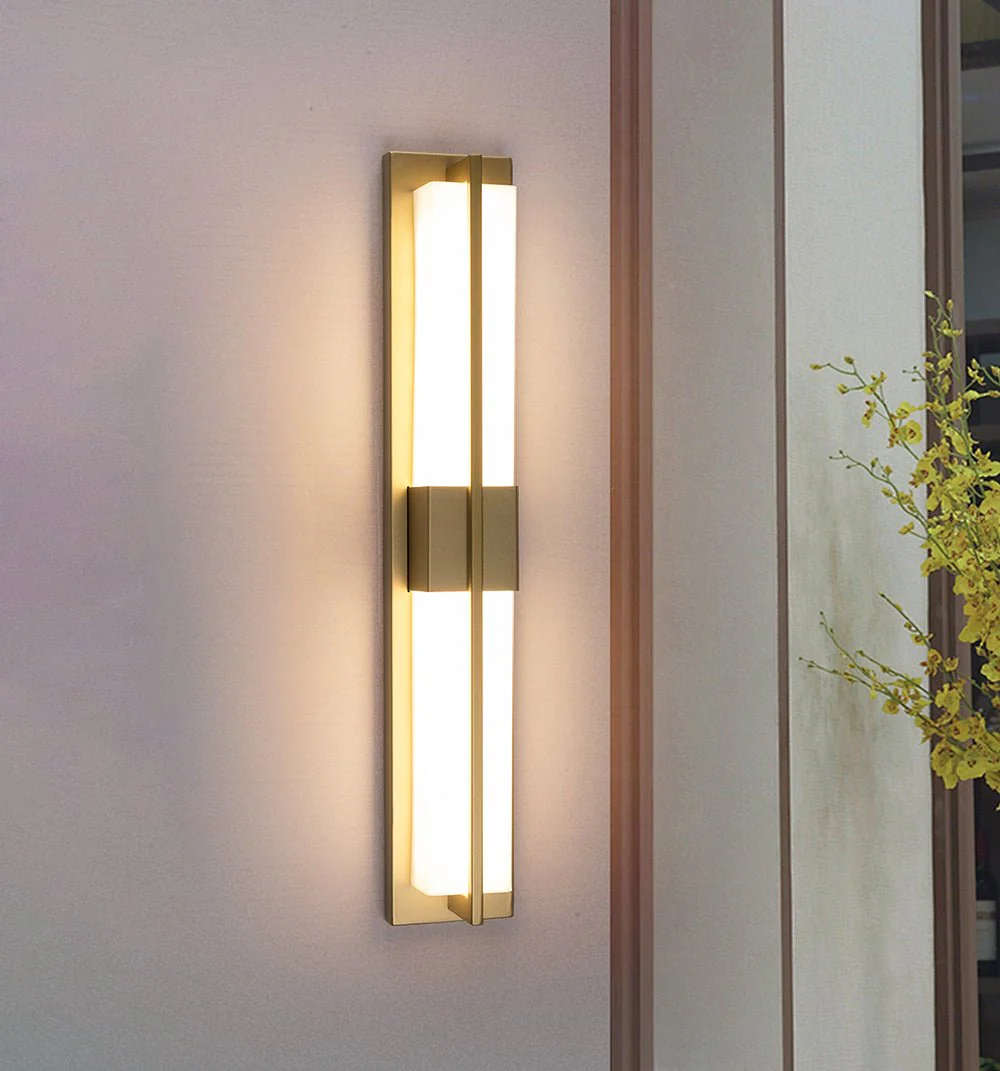 Rectangular Alabaster Brass Wall Sconce - Image 5