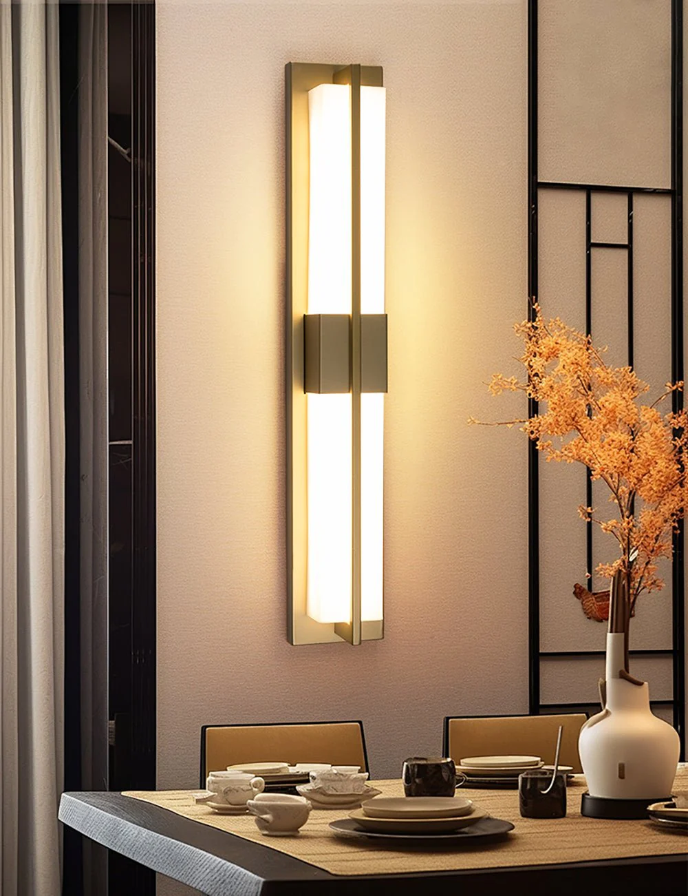 Rectangular Alabaster Brass Wall Sconce - Image 9