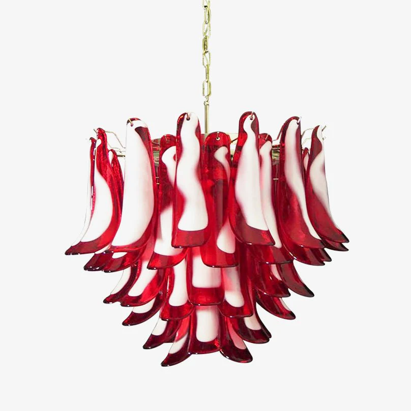 Red Glass Murano Petals Chandelier - Image 9