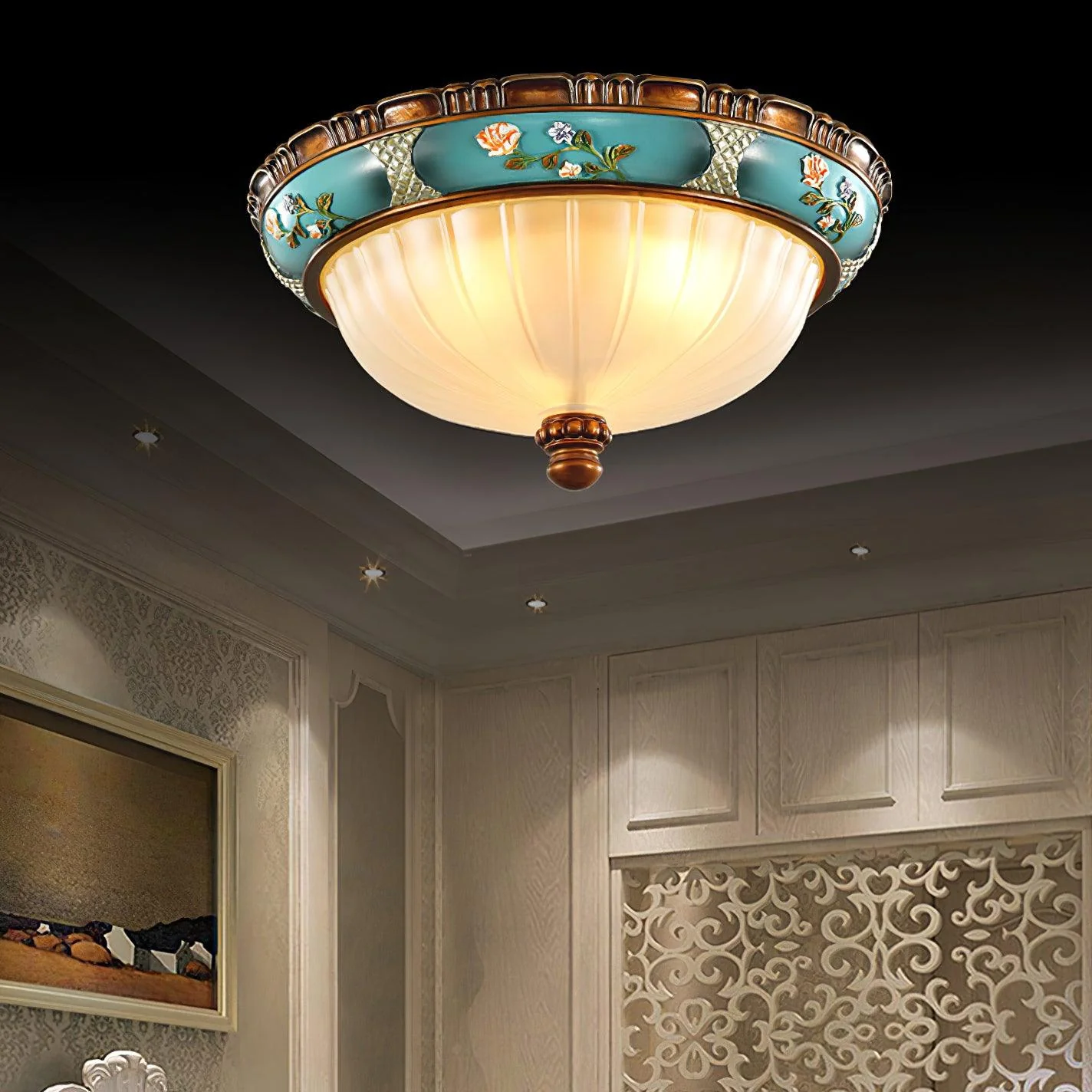 Retro Floral Resin Recessed Ceiling Light - Image 9