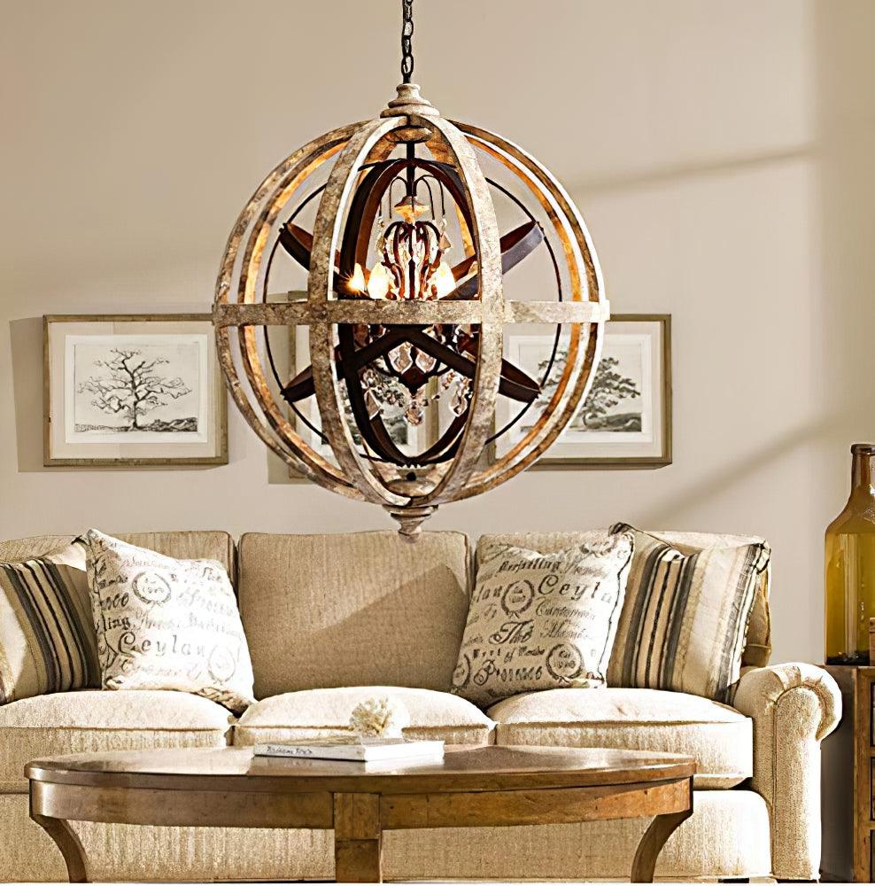 Retro Globe Weathered Chandelier - Image 10