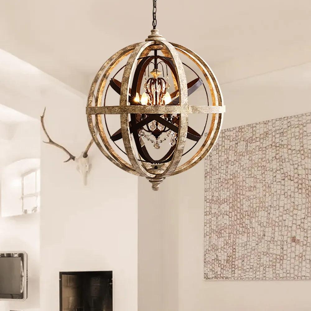 Retro Globe Weathered Chandelier - Image 11