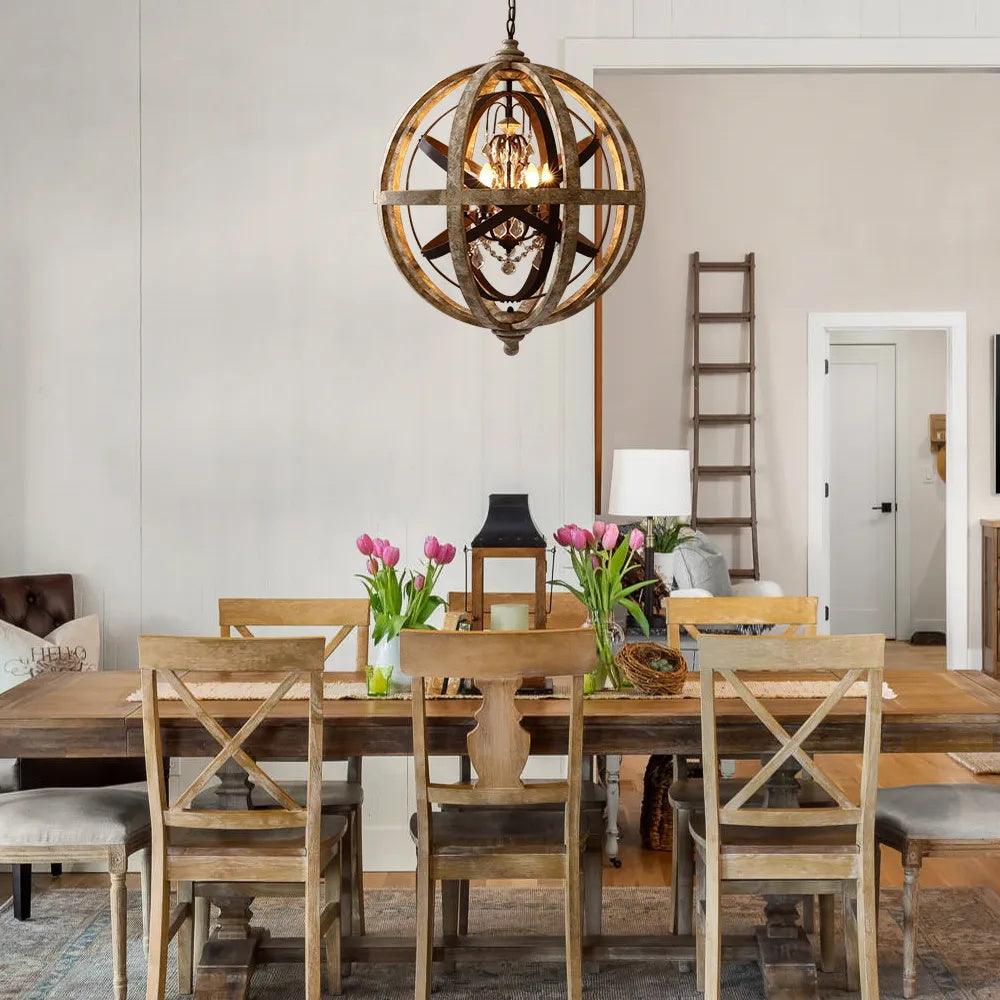 Retro Globe Weathered Chandelier - Image 3