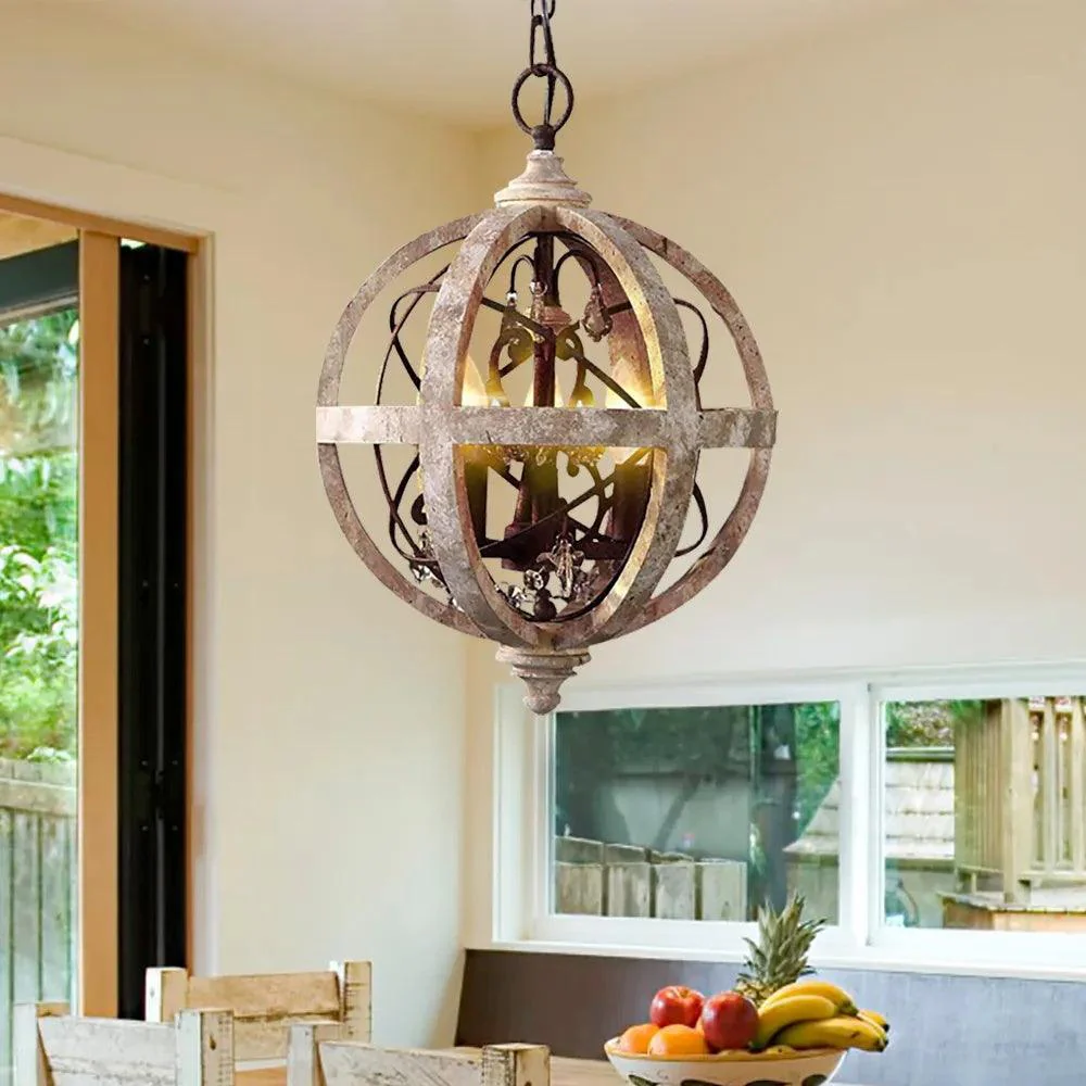Retro Globe Weathered Chandelier - Image 6