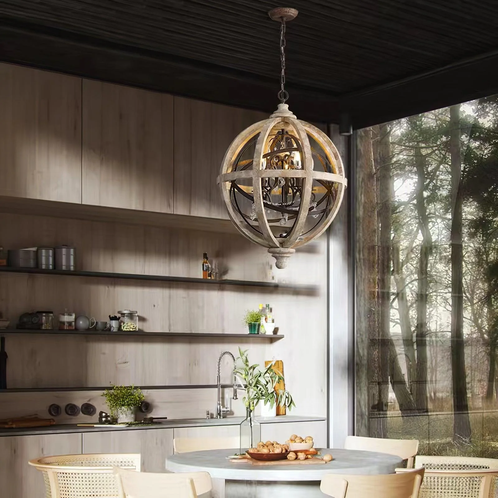 Retro Globe Weathered Chandelier - Image 8