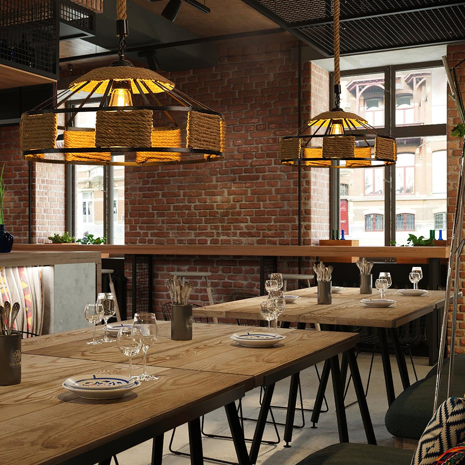 Retro Hemp Rope Exquisite Pendant Light - Image 17