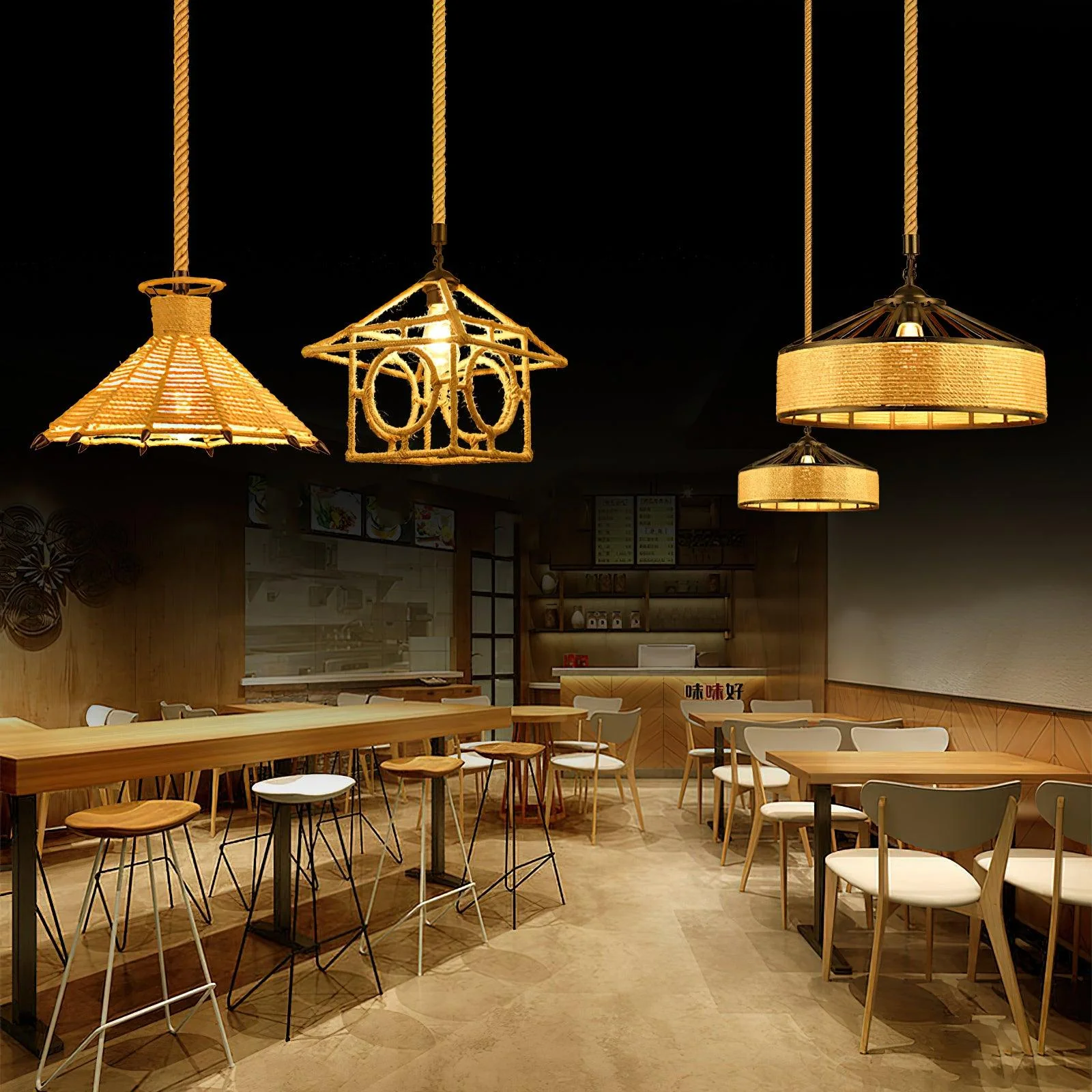 Retro Hemp Rope Exquisite Pendant Light - Image 8