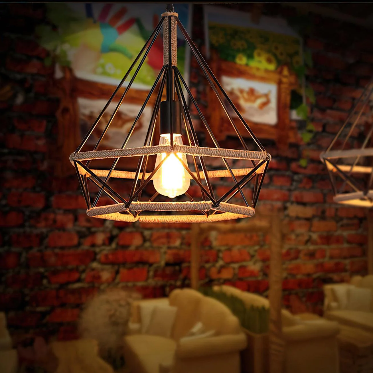 Retro Hemp Rope Interesting Pendant Light - Image 21