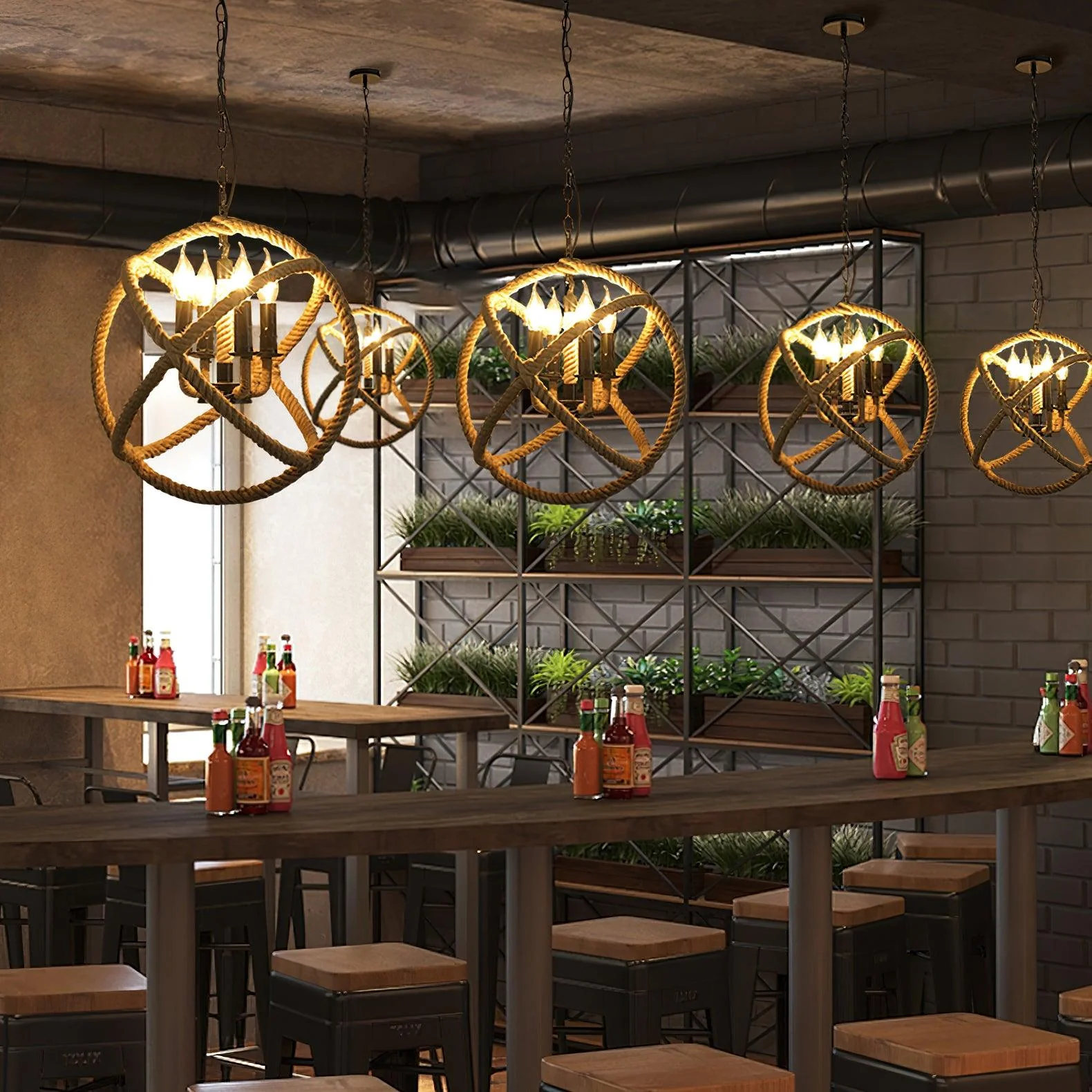 Retro Hemp Rope Interesting Pendant Light - Image 9