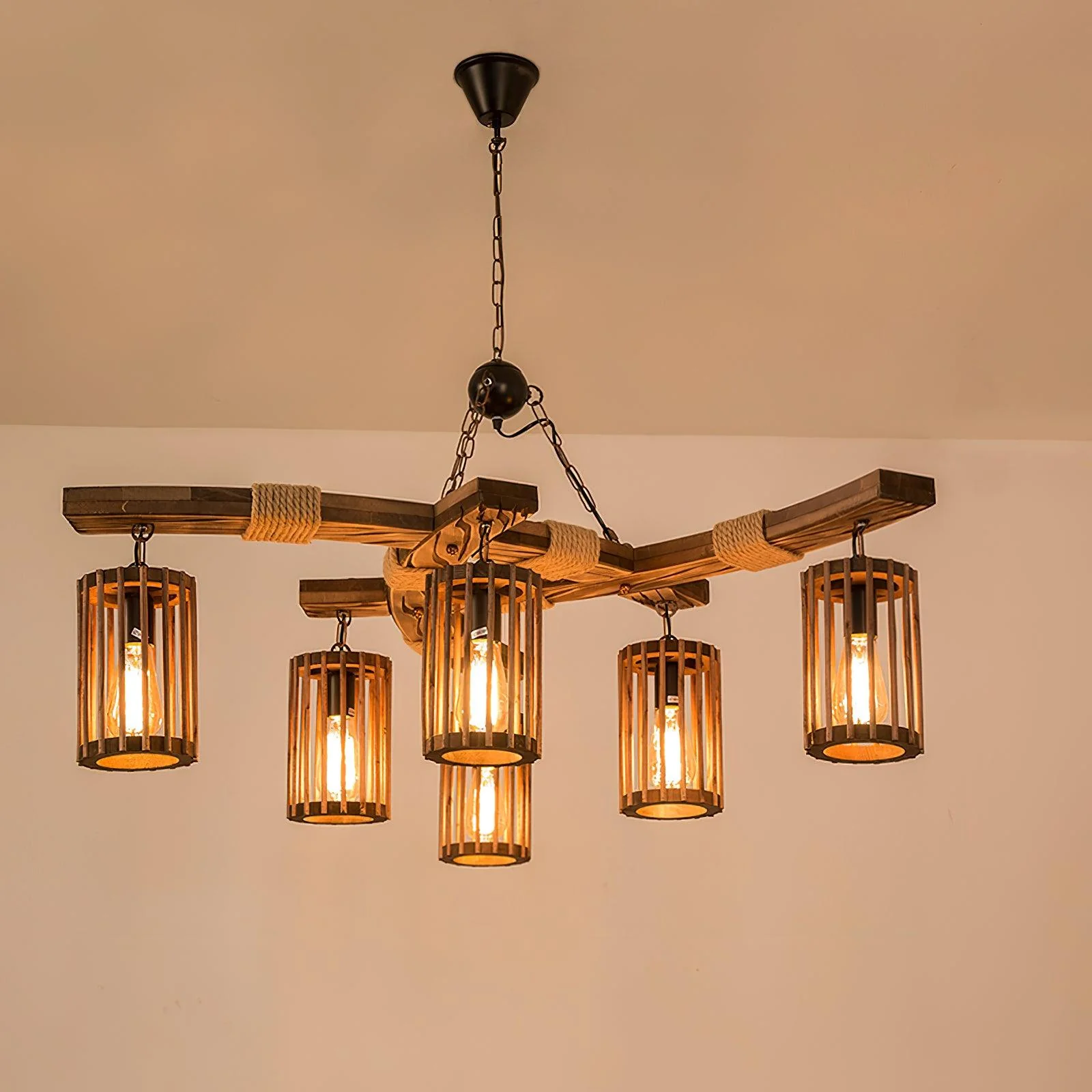Retro Solid Wood Chandelier - Image 18