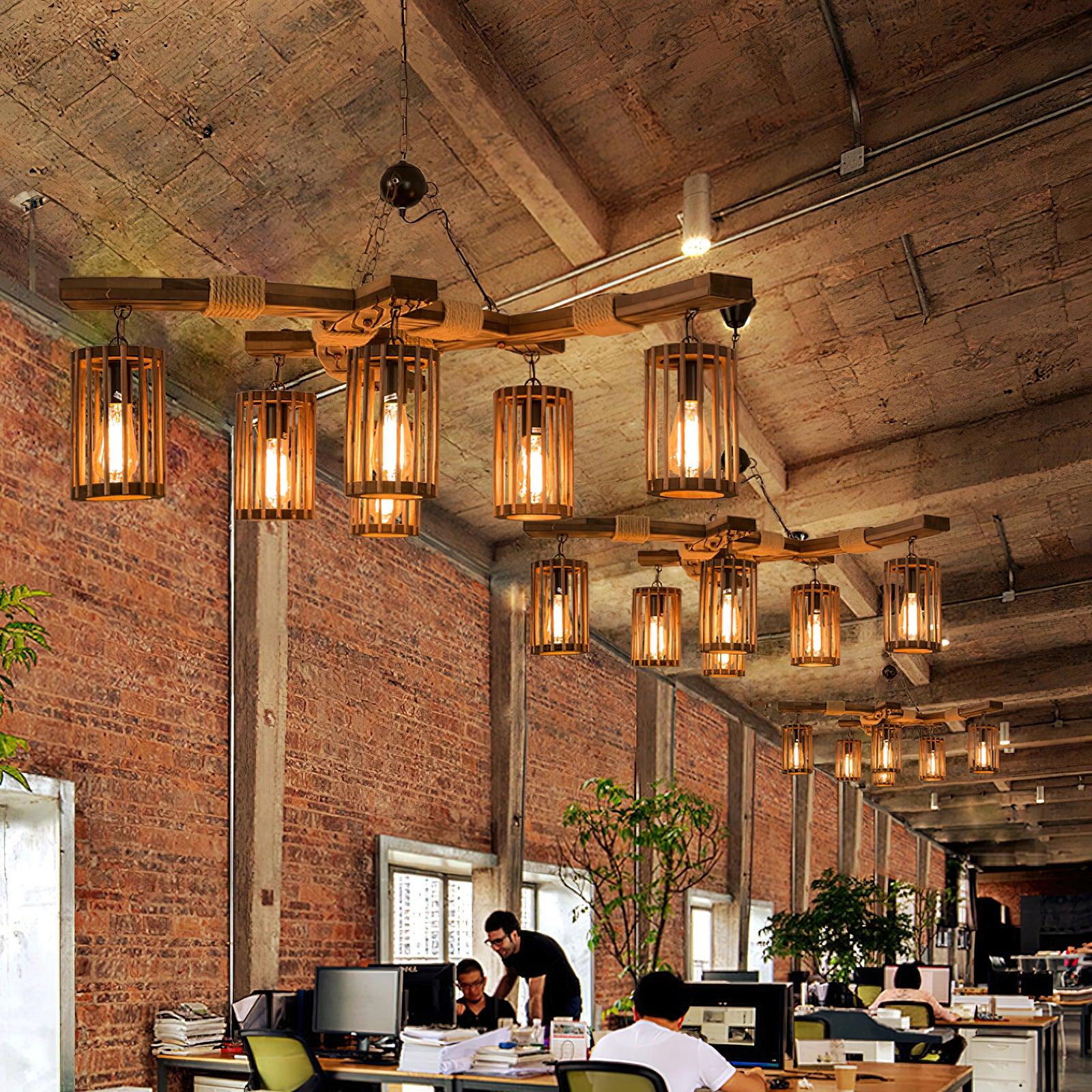 Retro Solid Wood Chandelier - Image 3