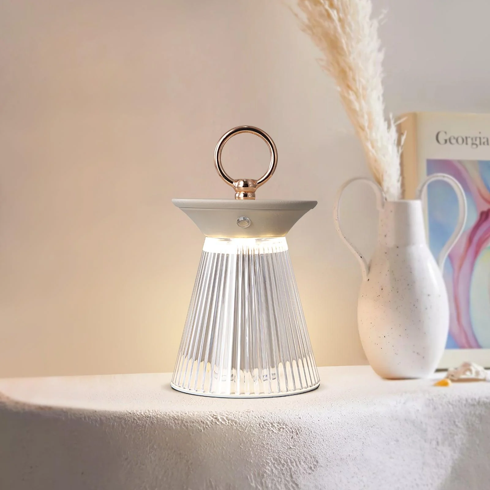 Ribbed Acrylic Built-in Battery Table Lamp - Image 10
