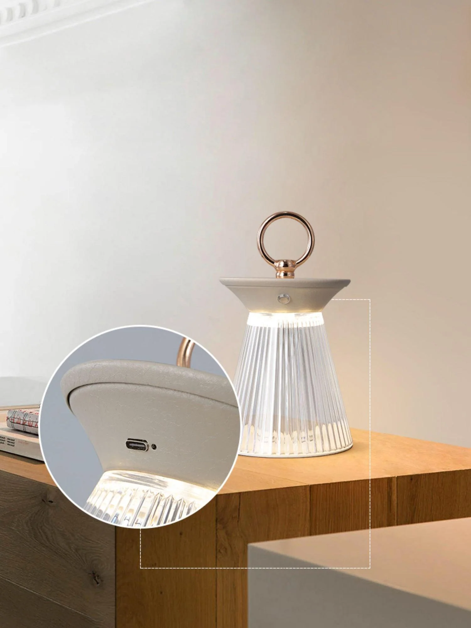 Ribbed Acrylic Built-in Battery Table Lamp - Image 13