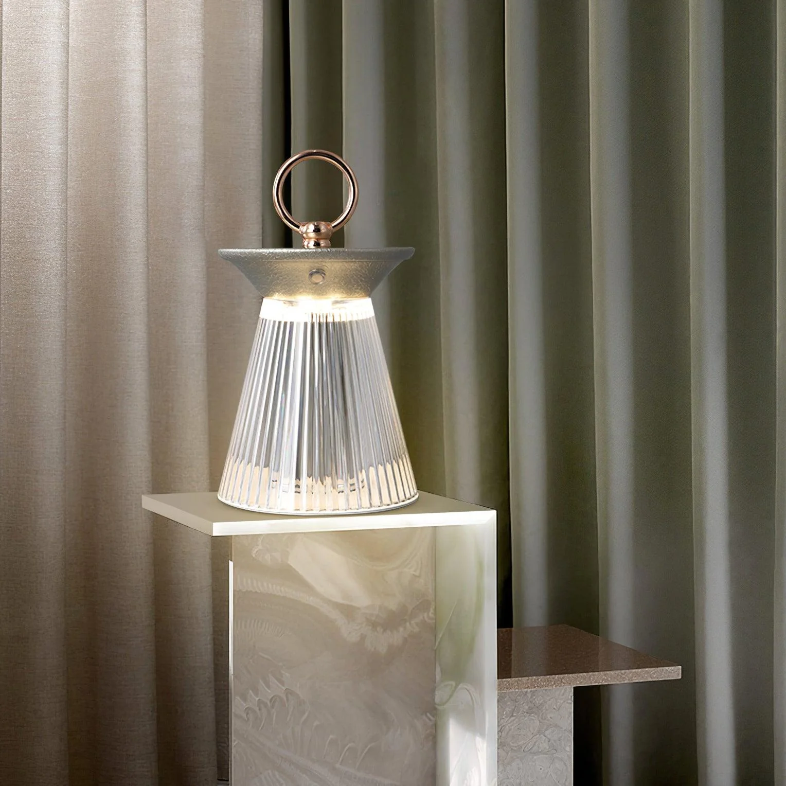 Ribbed Acrylic Built-in Battery Table Lamp - Image 6