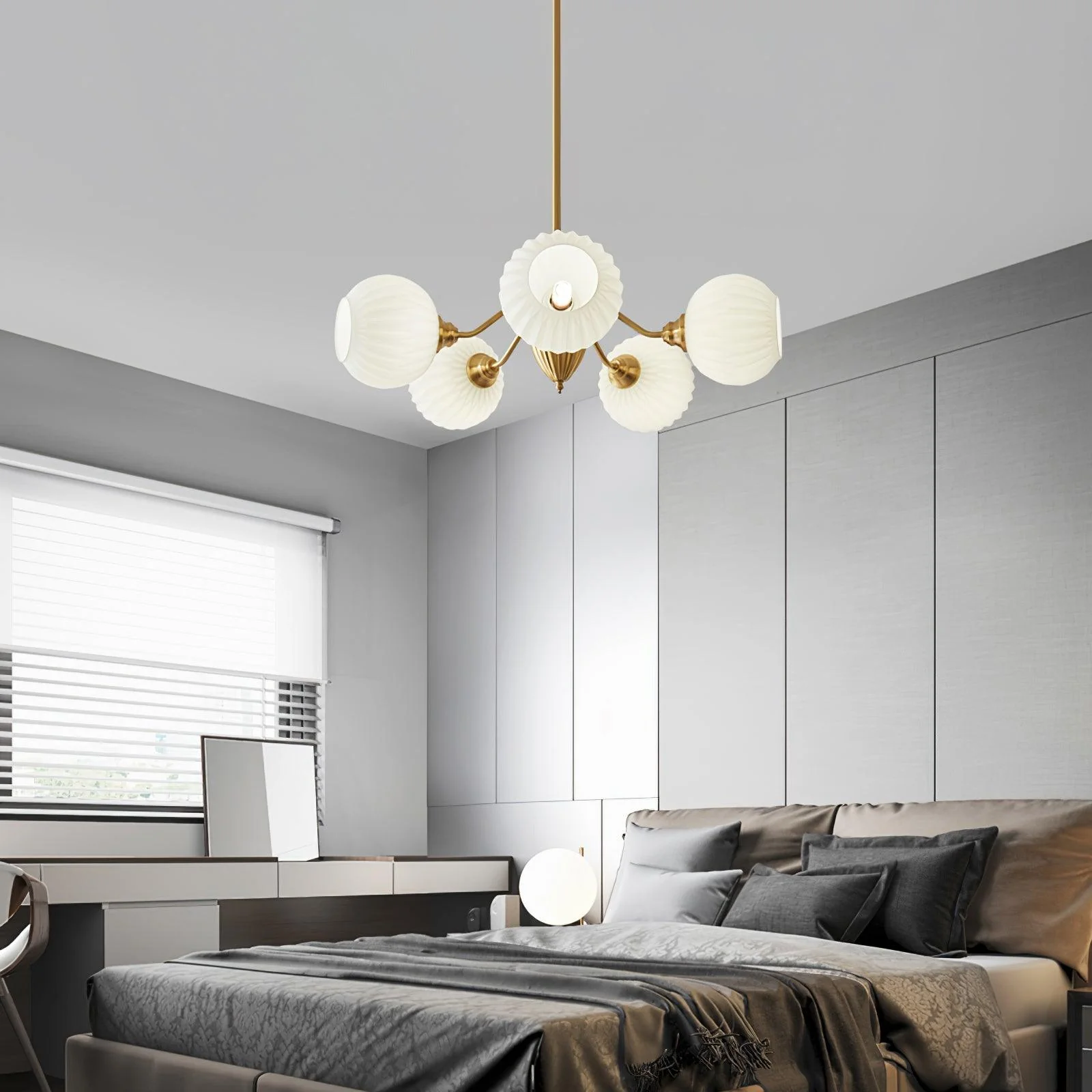 Ribbed Glass Ball Chandelier - Image 10