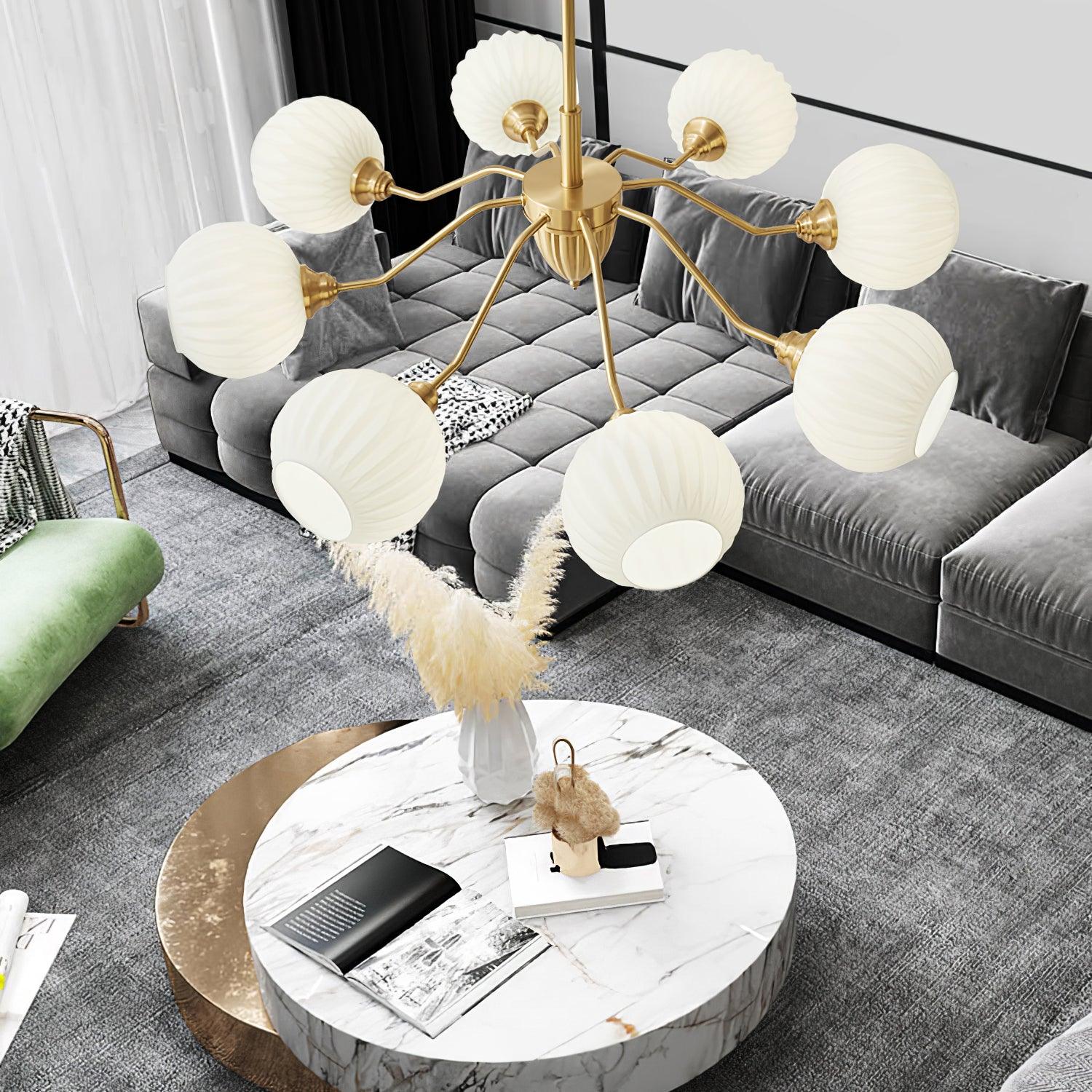 Ribbed Glass Ball Chandelier - Image 6