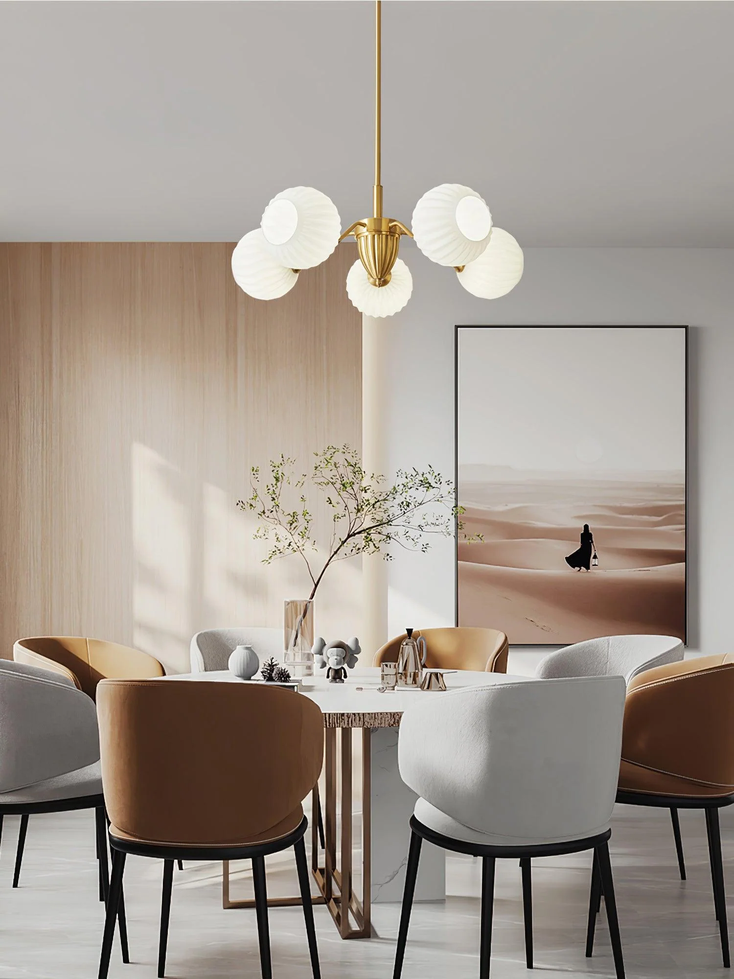 Ribbed Glass Ball Chandelier - Image 7