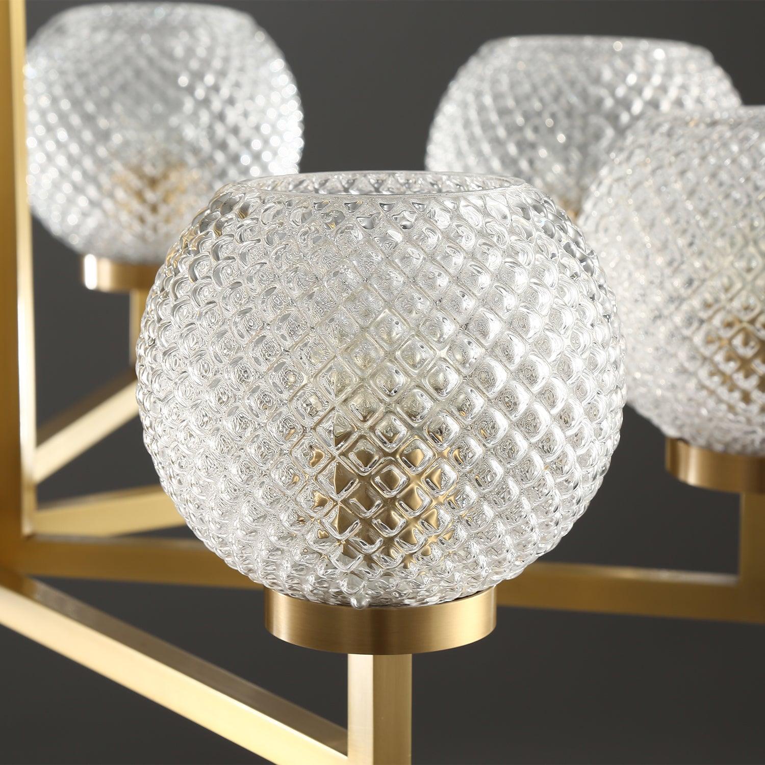 Ribbed Glass Brass Chandelier - Image 17