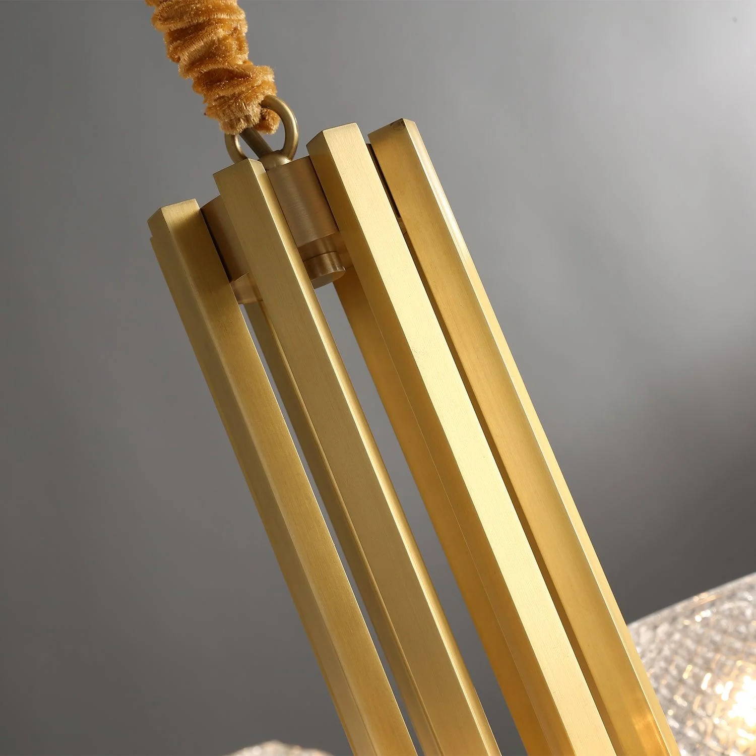 Ribbed Glass Brass Chandelier - Image 19