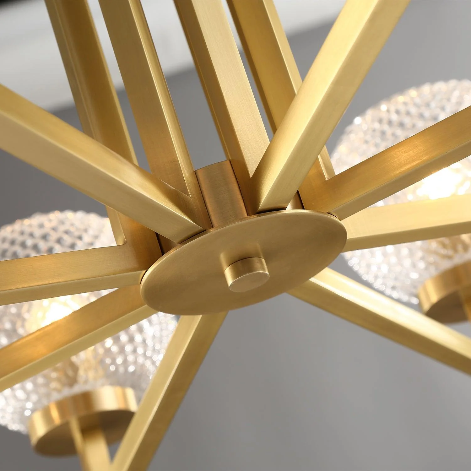 Ribbed Glass Brass Chandelier - Image 21