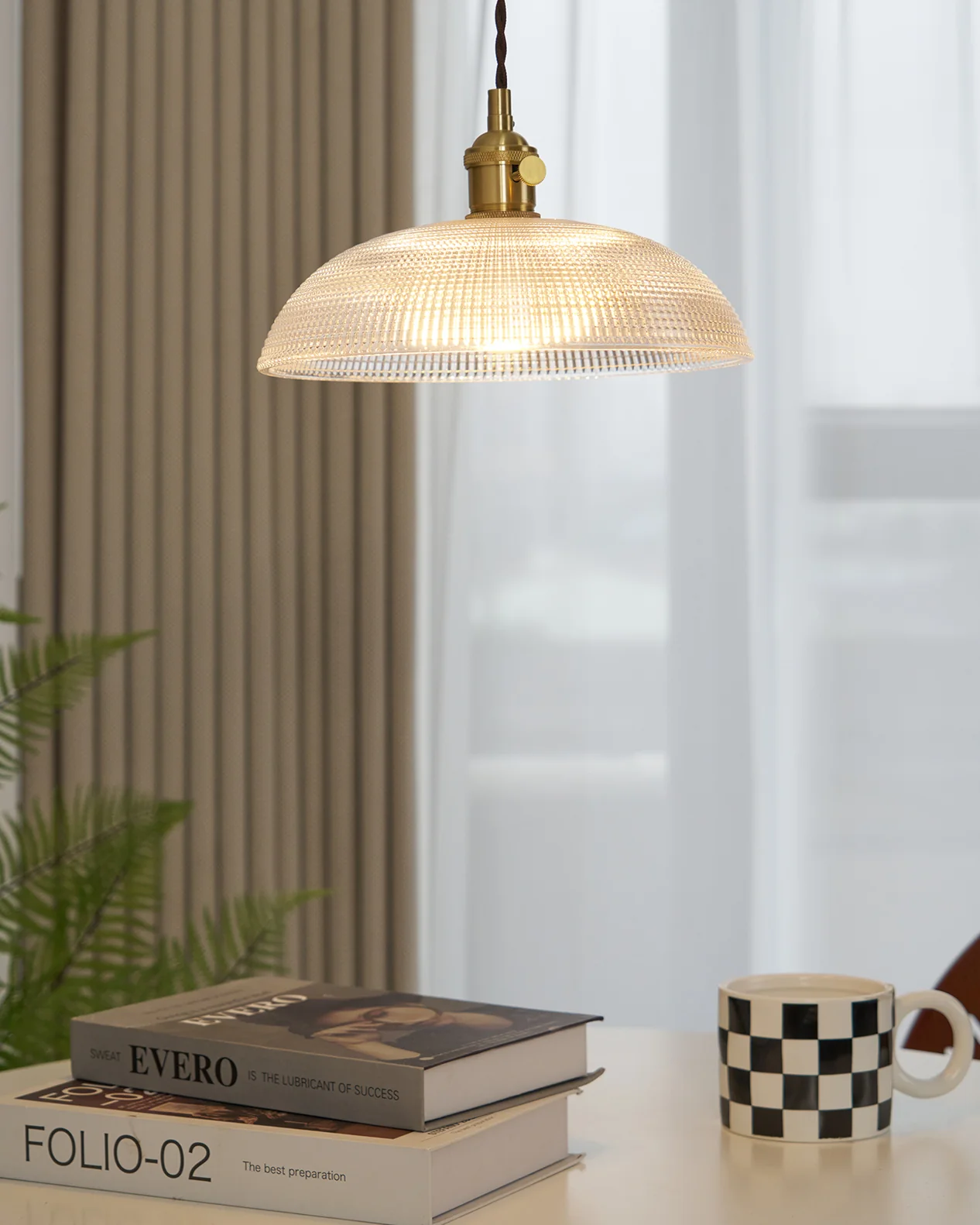 Ribbed Spiral Pendant Swag Light - Image 6