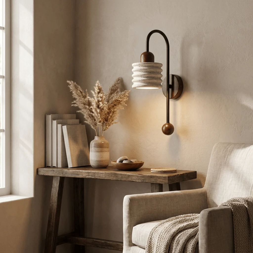Ribbed Travertine Arc Sconce - Image 3