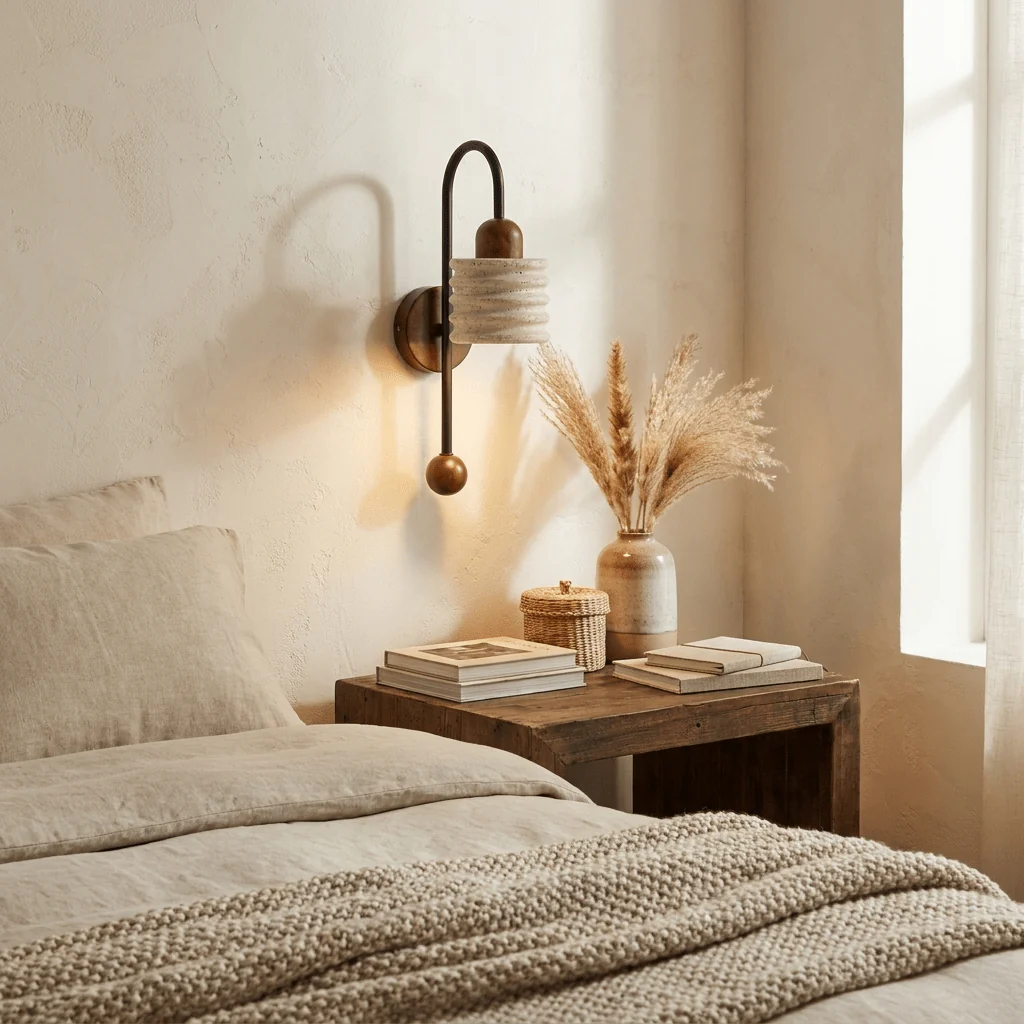 Ribbed Travertine Arc Sconce - Image 4