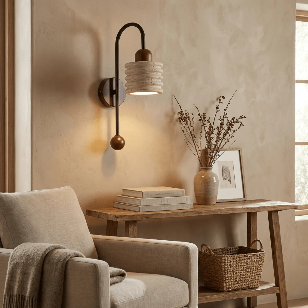 Ribbed Travertine Arc Sconce - Image 6