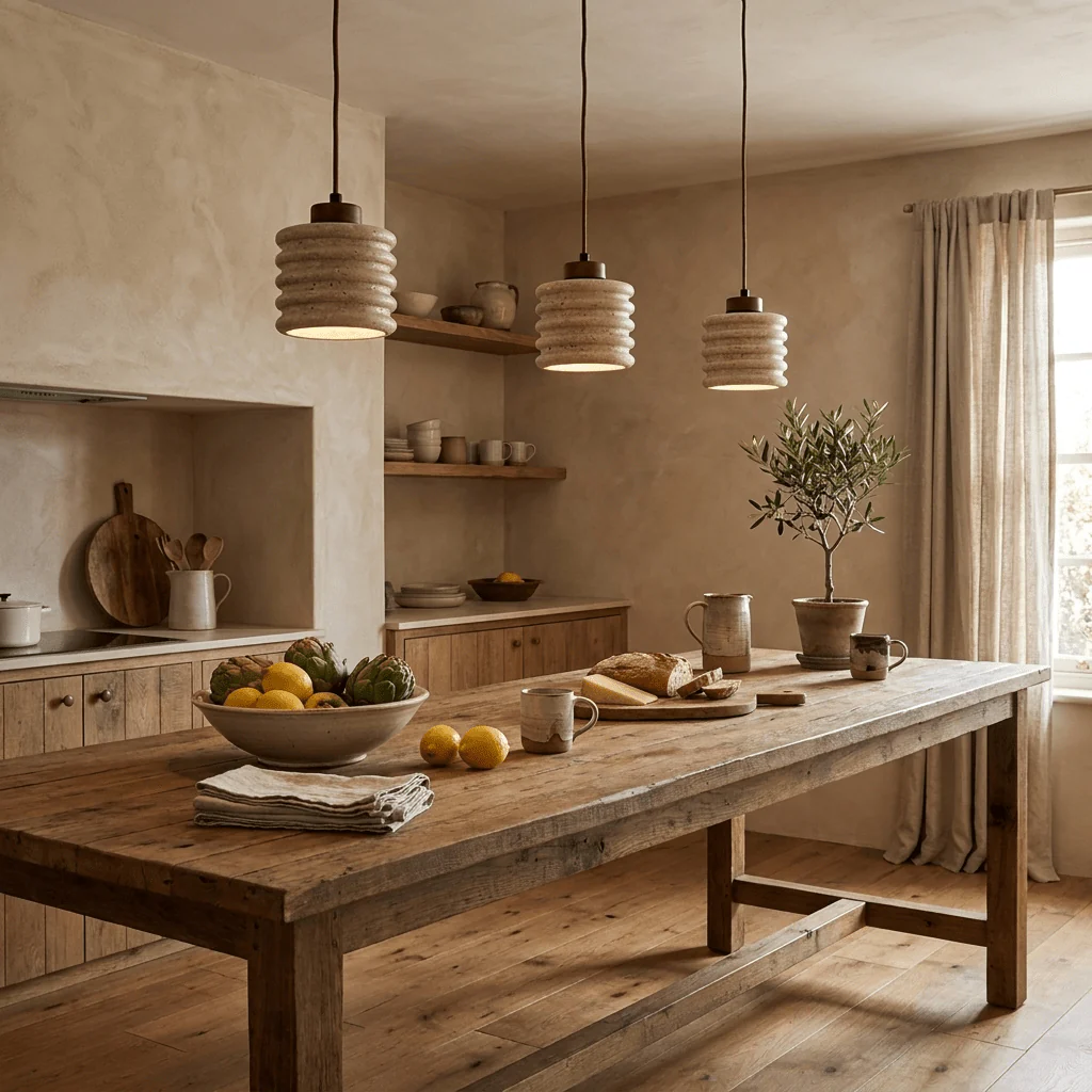 Ribbed Travertine Pendant Light - Image 2
