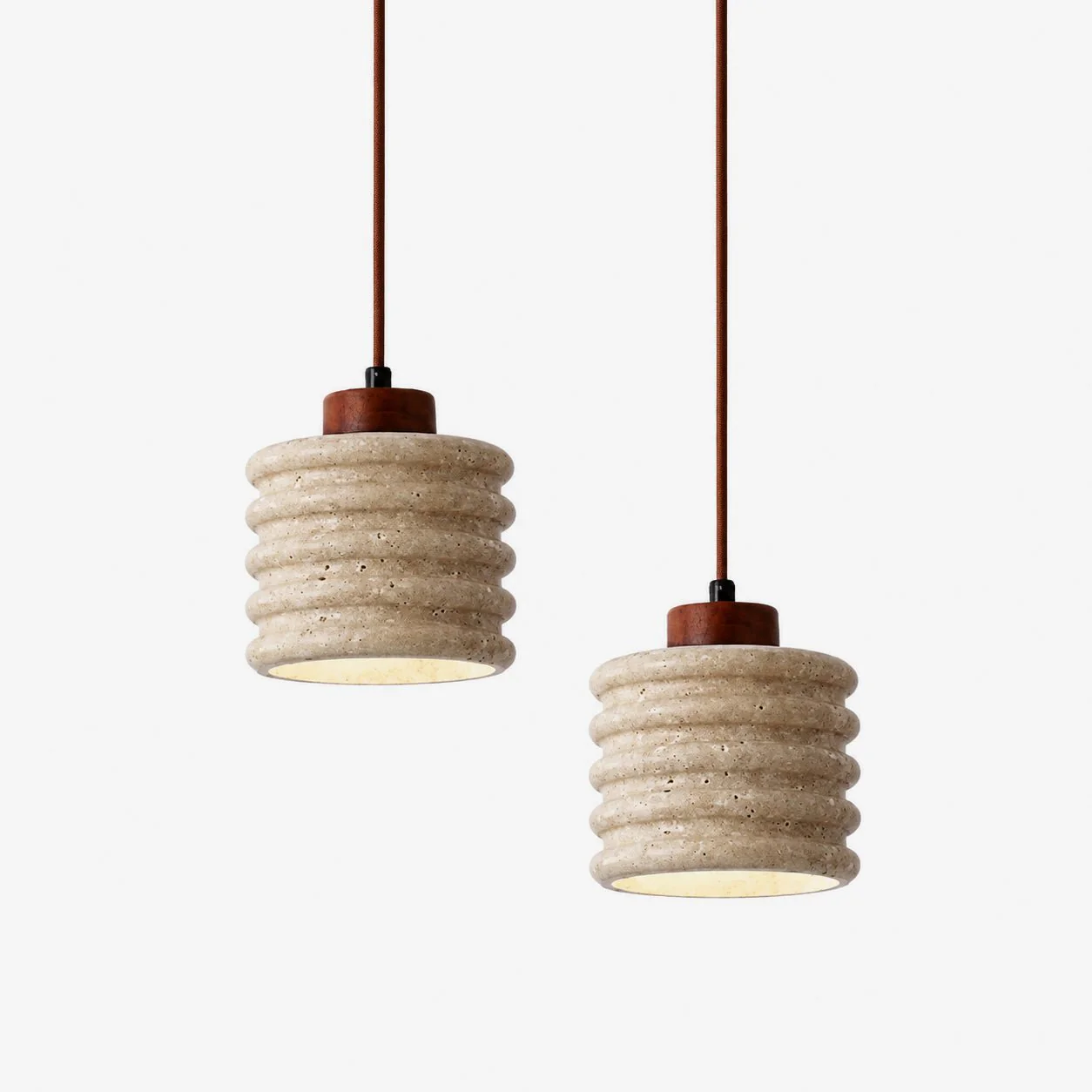 Ribbed Travertine Pendant Light - Image 4