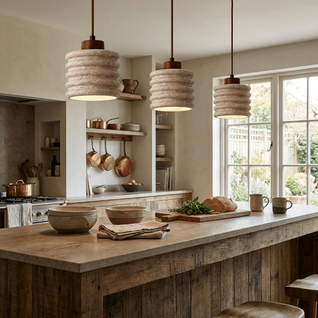 Ribbed Travertine Pendant Light - Image 5