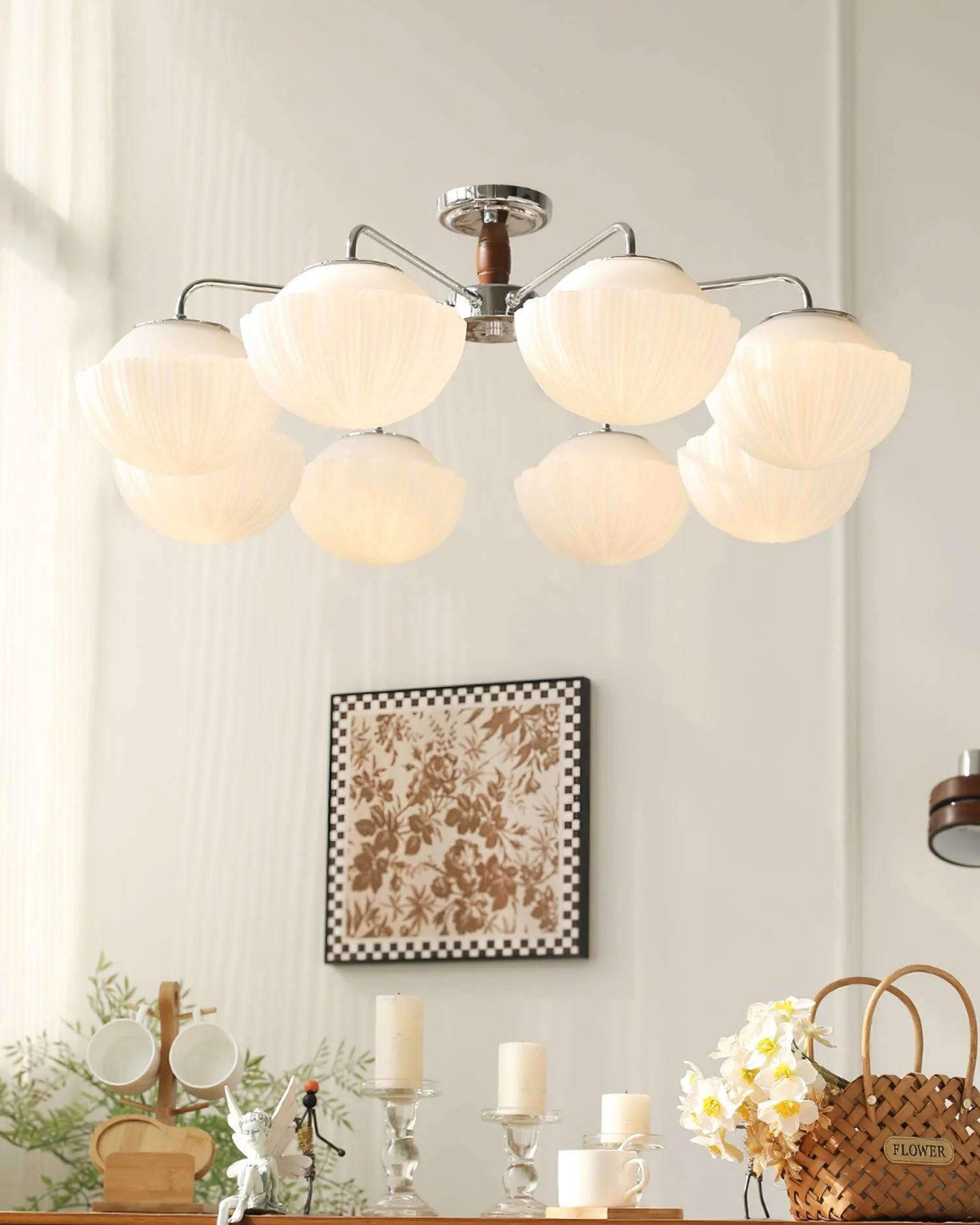 Ribbed Walnut Ceiling Lamp - Image 4