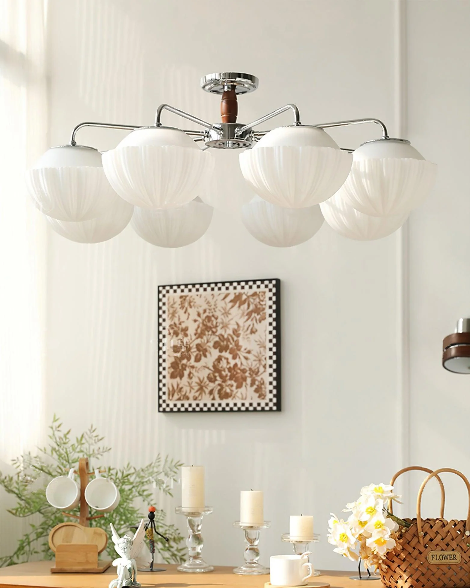 Ribbed Walnut Ceiling Lamp - Image 5
