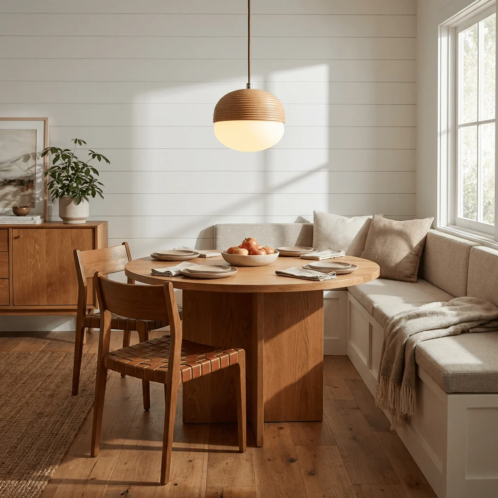 Ribbed Wood Globe Pendant Light - Image 4