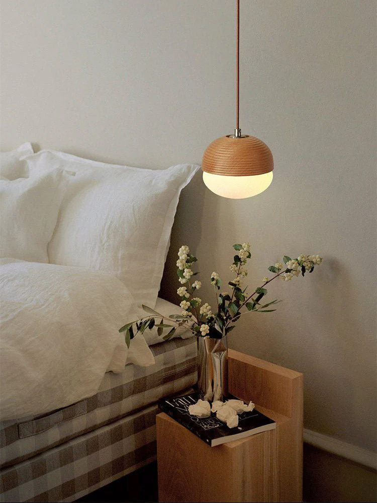 Ribbed Wood Globe Pendant Light - Image 6