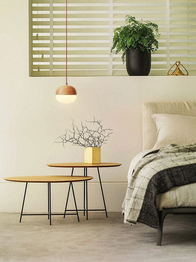 Ribbed Wood Globe Pendant Light - Image 7