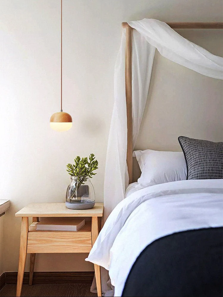 Ribbed Wood Globe Pendant Light - Image 8