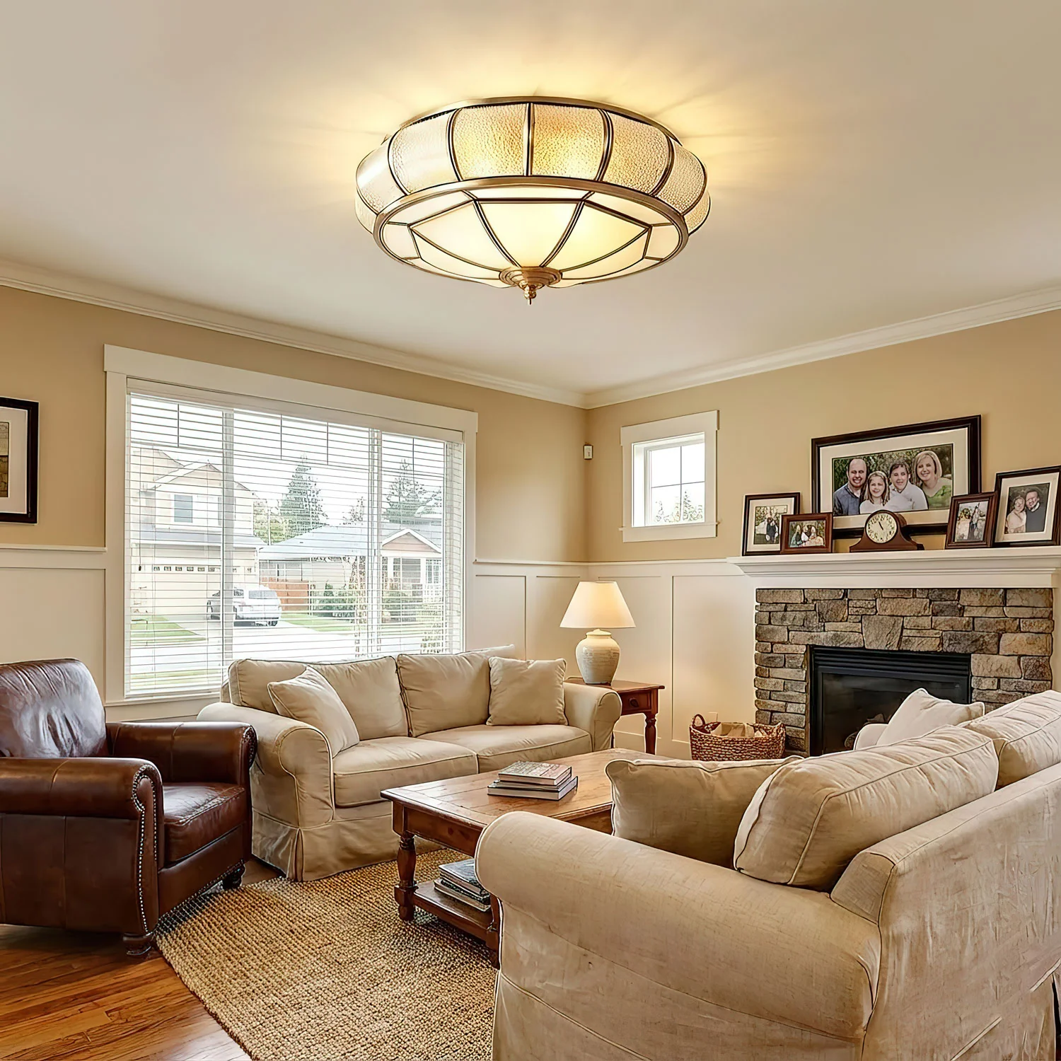 Round Textured Glass Ceiling Light - Image 5
