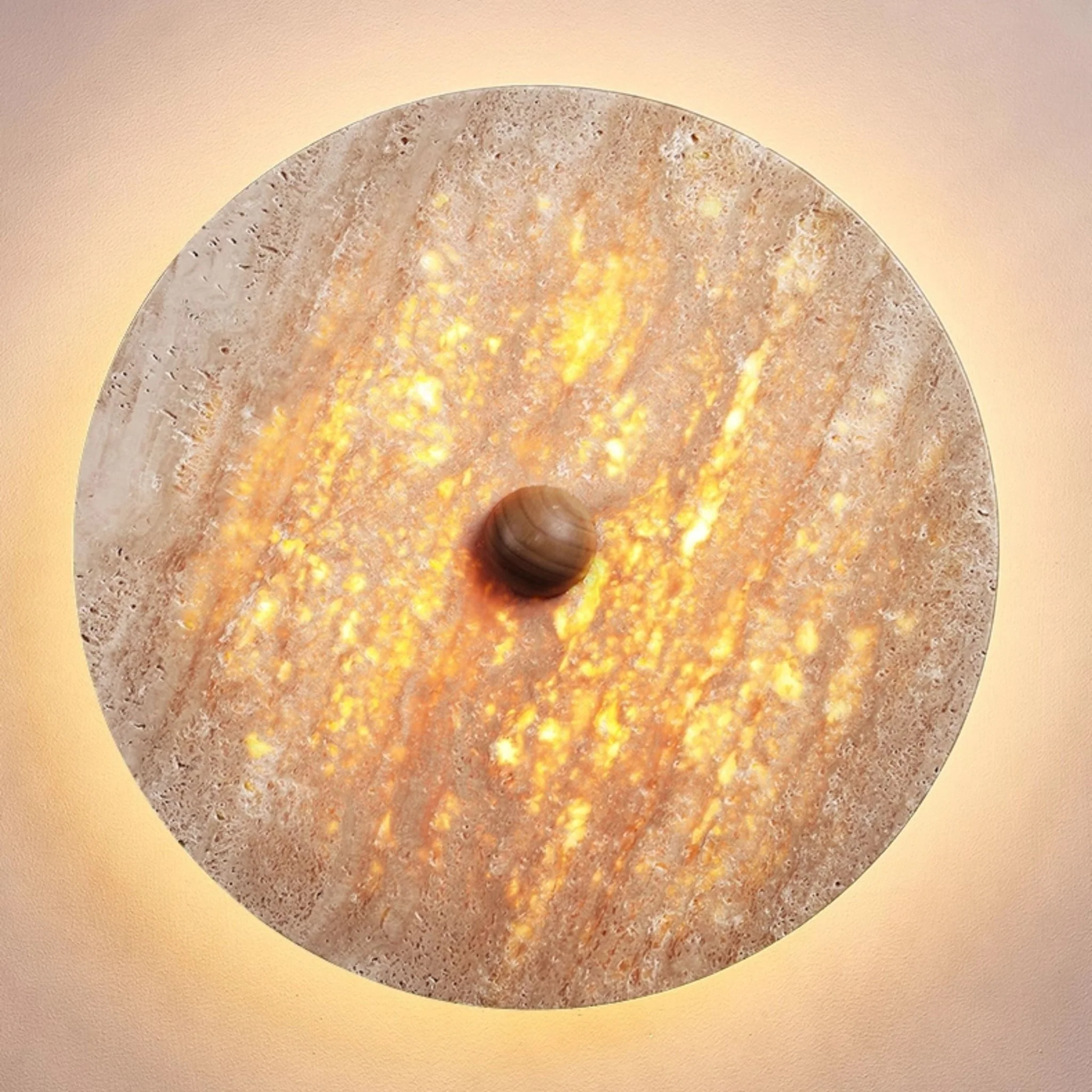 Round Travertine Disk Wall Lamp - Image 7