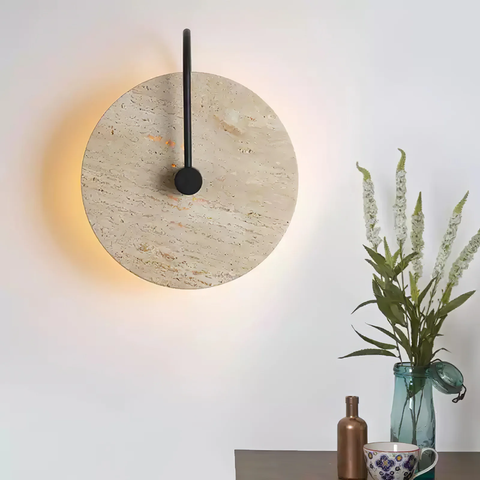 Round Travertine Wall Lamp - Image 8